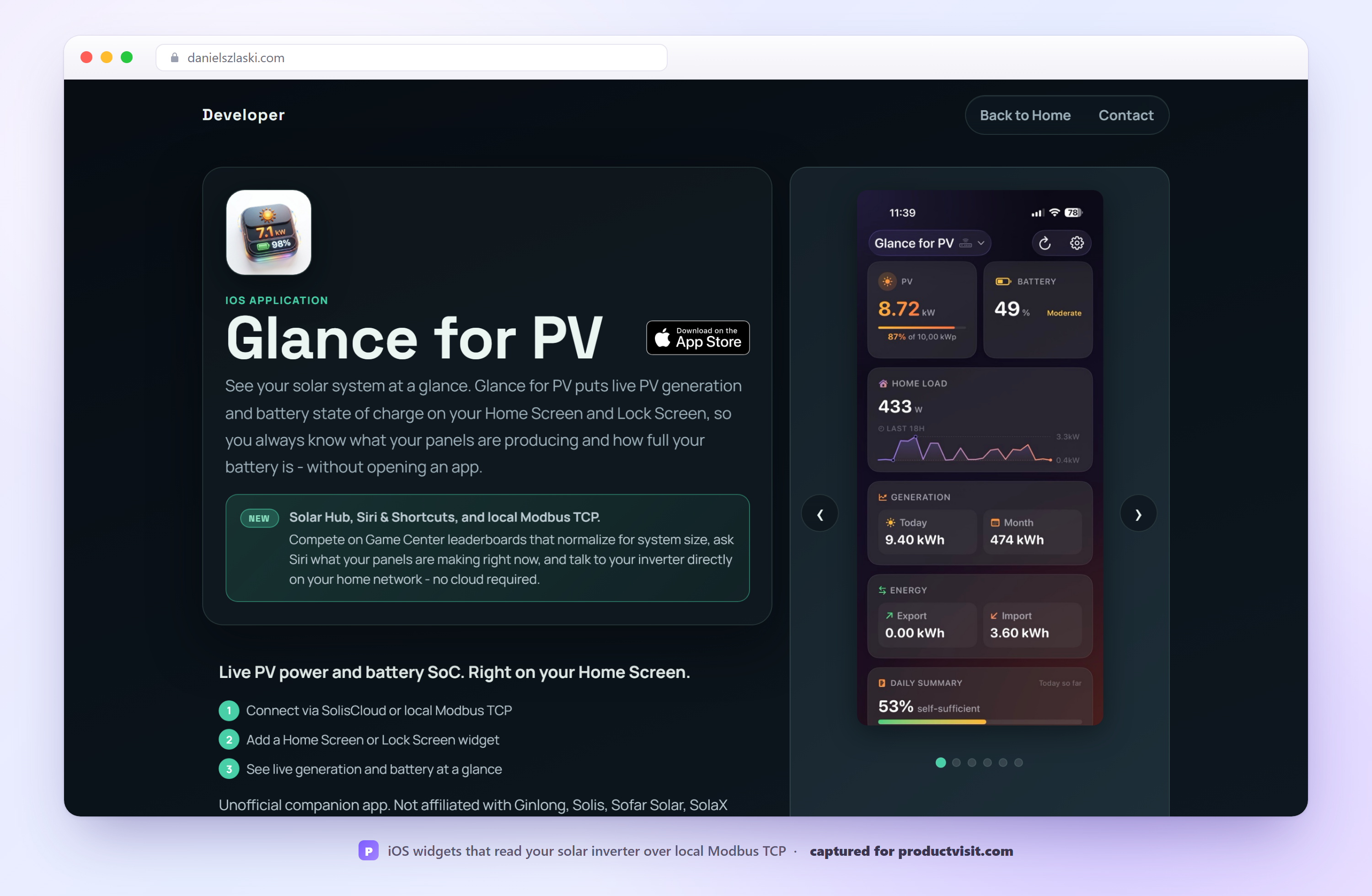 iOS widgets that read your solar inverter over local Modbus TCP